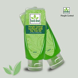 FACE WASH / FACIAL WASH - HERBLINE Face Wash Tea Tree Oil Pimple Control 130 Ml 
