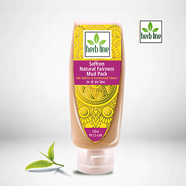 CLEANSER , TONER, PACK  & SCRUB Mask  - HERBLINE Mud Pack Saffron Natural Fairness120 Ml