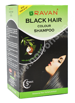 HAIR COLOR SHAMPOO AND BLACK HENNA - RAIGAM RAVAN BLACK HAIR COLOUR Shampoo 21ML X 6 