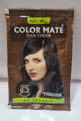 HAIR COLOR SHAMPOO AND BLACK HENNA - RICH SHINY HAIR COLOR NATURAL BROWN 9.2 15G